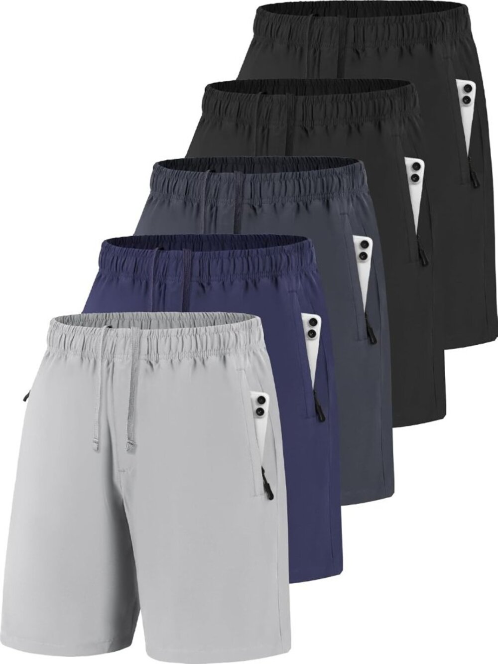 Men's 7" Inseam Quick-Dry Athletic Workout Shorts with Zipper Pockets for Gym